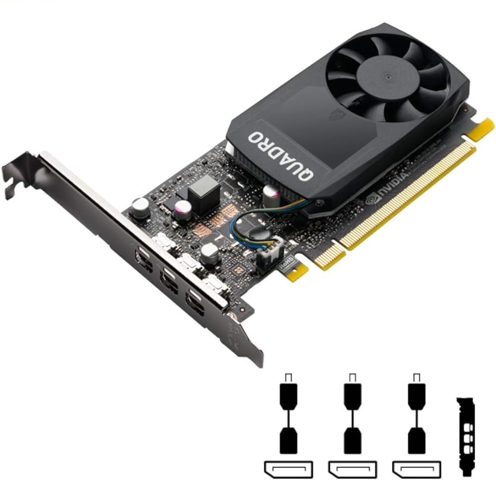 PNY Nvidia Quadro P400 2GB GDDR5 Single-Slot Graphics Card 256 CUDA Cores, 64bit, 3 Mini DisplayPort 1.4 Ports, 30W, PCI Express 3.0 x16 with High- & Low-Profile Bracket (Plain Boxed)