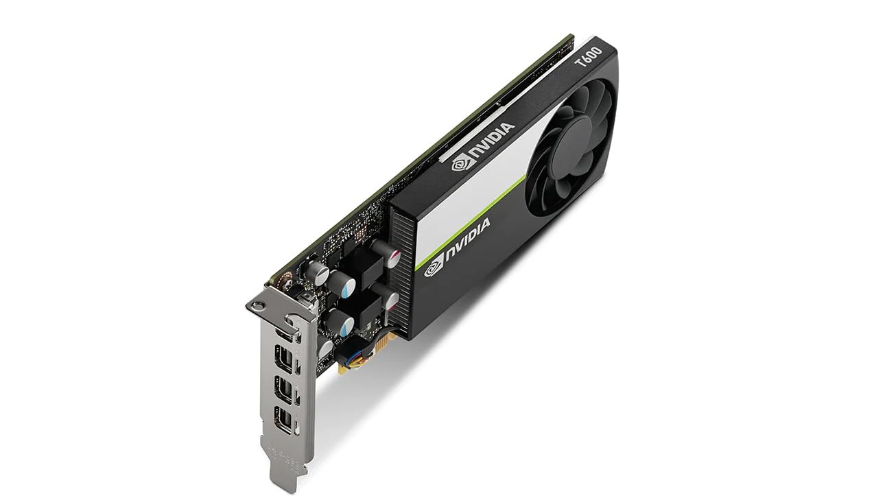 PNY Nvidia Quadro T600 4GB GDDR6 Single-Slot Graphics Card - 640 CUDA Cores, 128bit, 160GB/s, 4x Mini DisplayPort 1.4, 40W, PCI Express 3.0x16 w/ 4 Adapters, High & Low Profile Bracket (New) (Renewed)