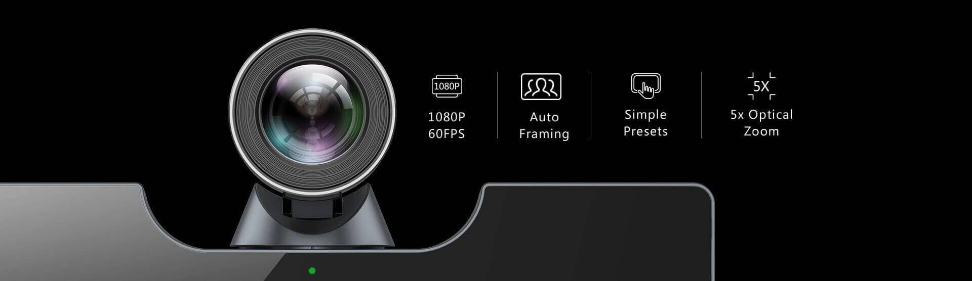 Yealink UVC50 USB Video Conferencing Camera - FullHD 60fps Capture, PTZ, 5x Zoom, PoE Support, 91 Degree FoV, Plug and Play, certified for Microsoft Teams Rooms & Zoom Rooms