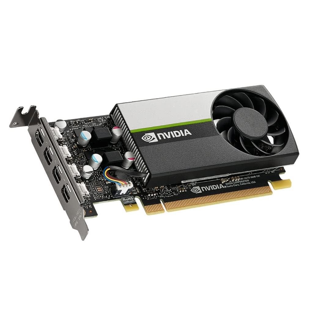 PNY Nvidia Quadro T600 4GB GDDR6 Single-Slot Graphics Card - 640 CUDA Cores, 128bit, 160GB/s, 4x Mini DisplayPort 1.4, 40W, PCI Express 3.0x16 w/ 4 Adapters, High & Low Profile Bracket (New) (Renewed)