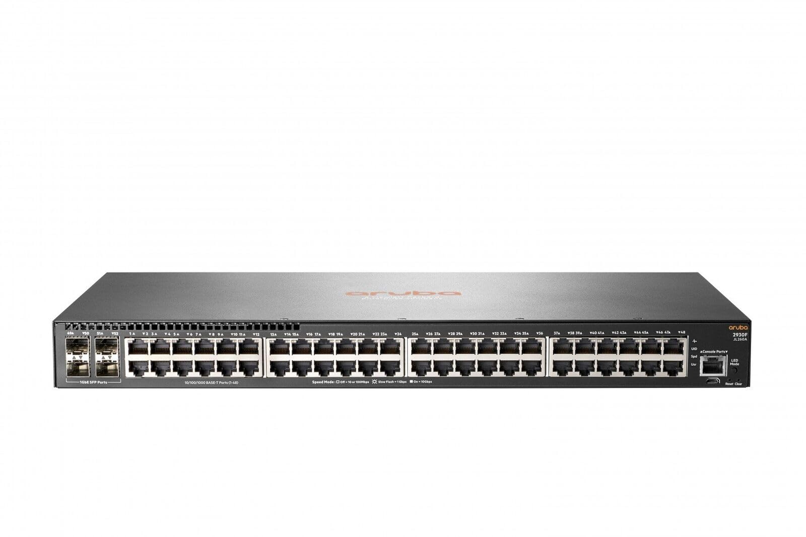 HPE Aruba Networking 2930F 48G 52 Port JL260A Network Switch - 48x GbE (10/100/1000) Ports, 4x SFP, Layer 3, Managed, Capacity: 104 Gbps, Throughput: 77.4 Mpps (New)(Renewed)