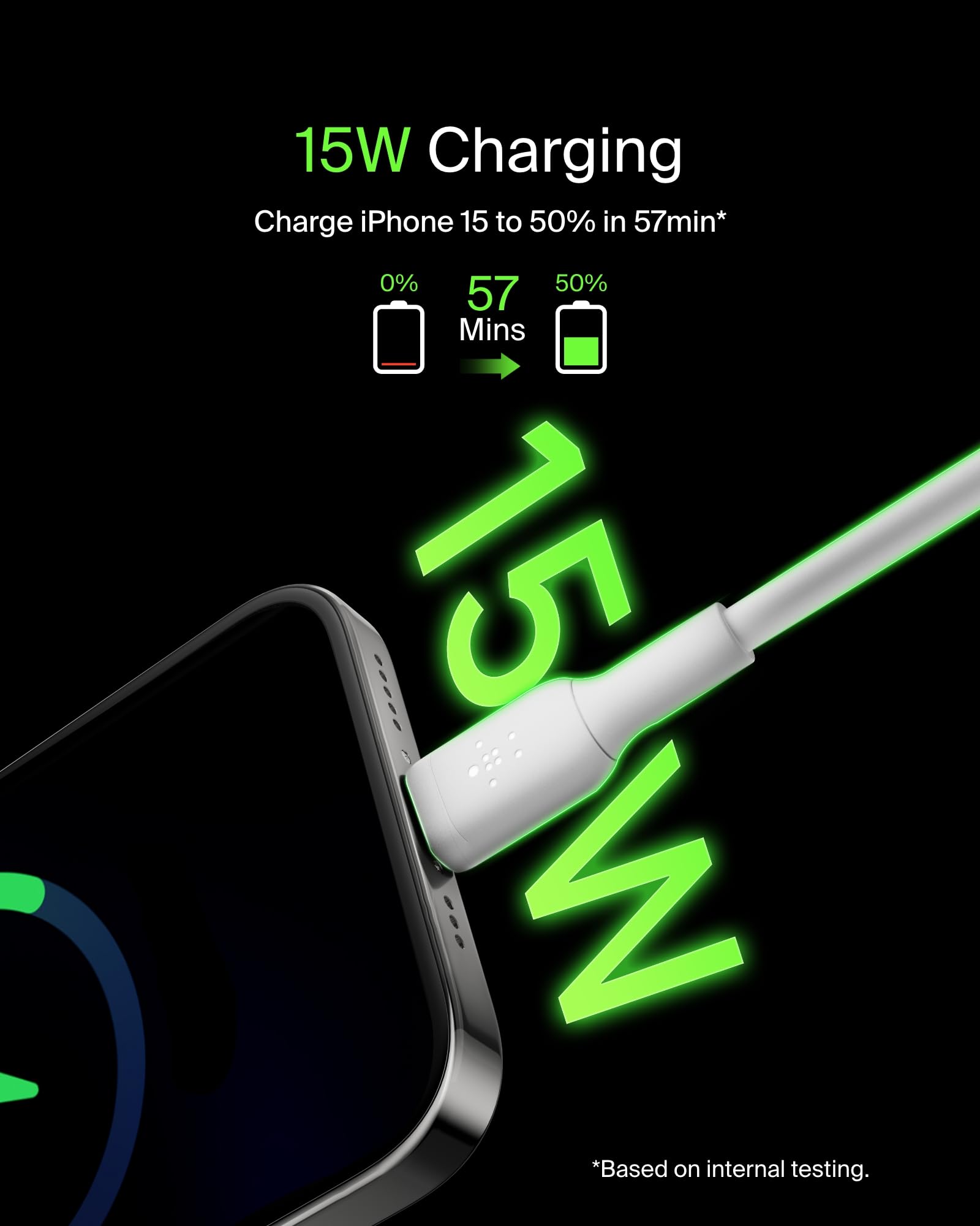 Belkin BoostCharge USB C charger cable, USB-C to USB-A cable, USB type C charging cable for iPhone 16