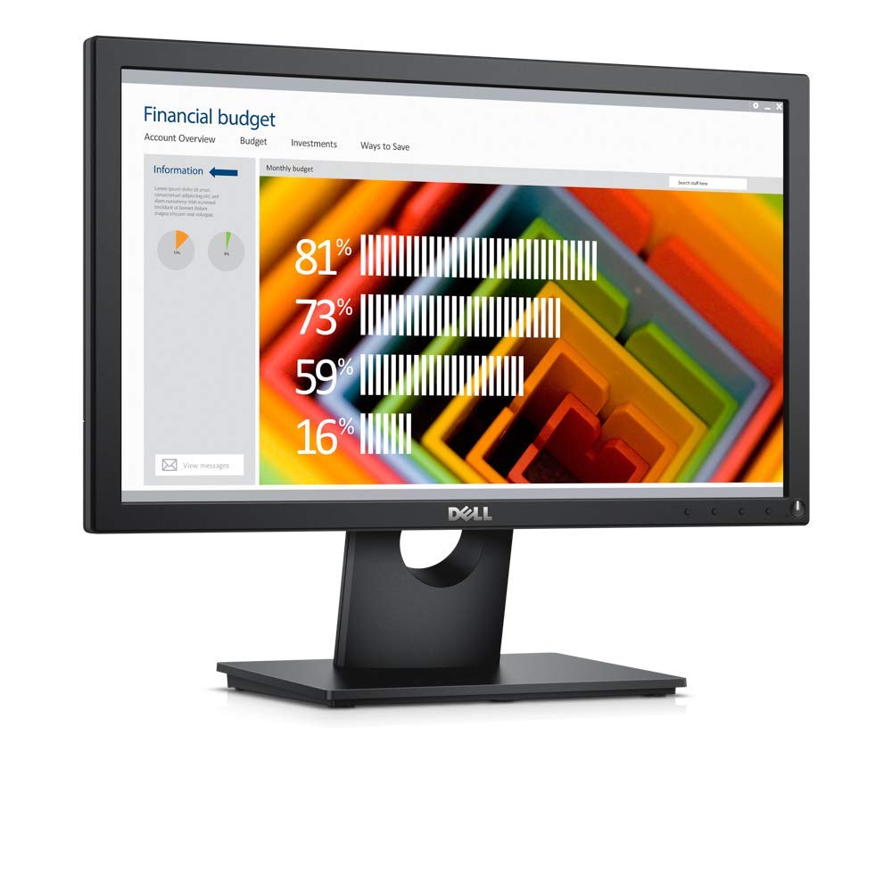 Dell E1916He HD 19 Monitor W-LED, 200 cd/m2 Brightness, 5ms Response, VESA Mountable, Tilt, DisplayPort 1.2, VGA, Black (Renewed)