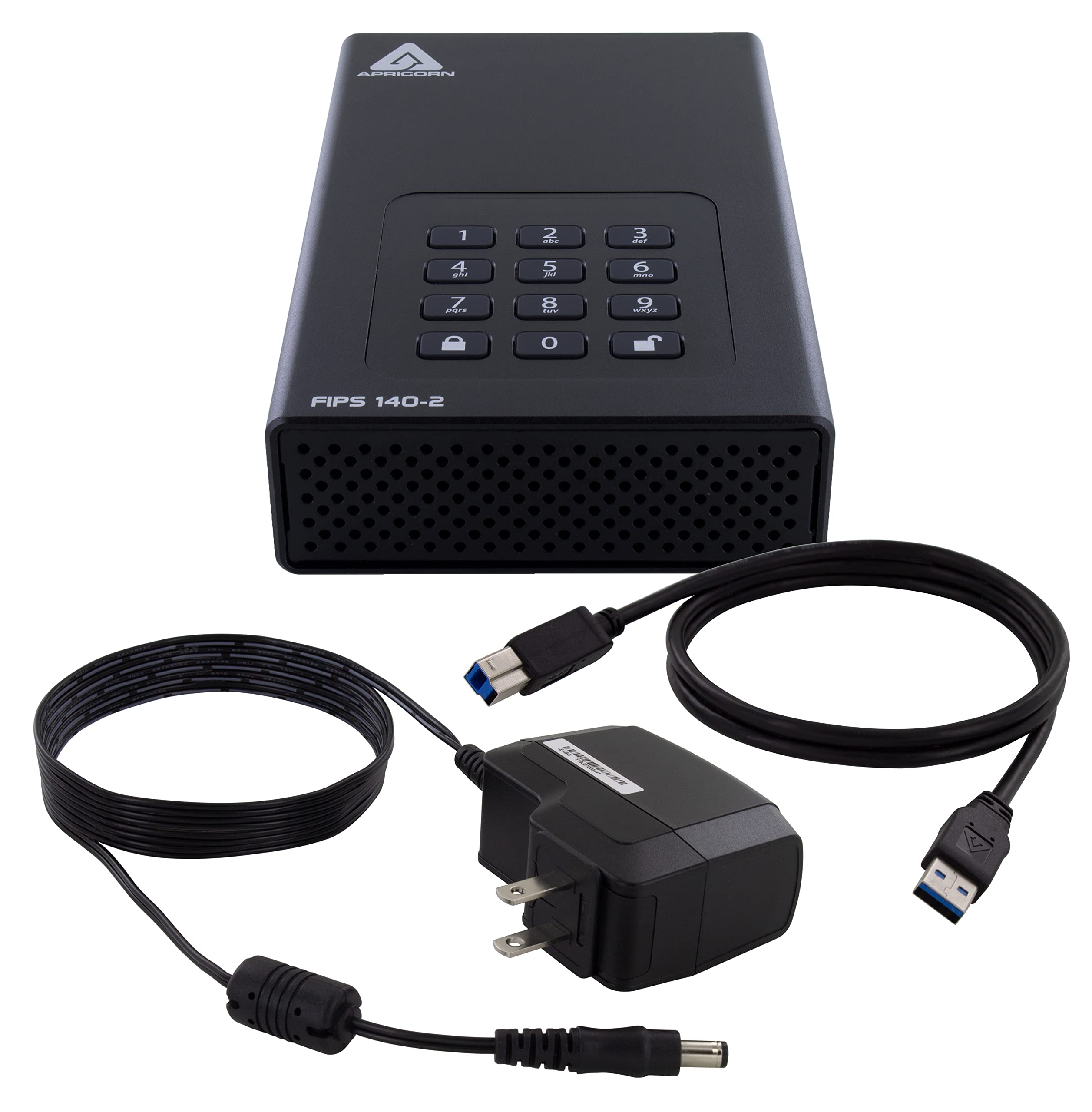 Apricorn 10 TB Aegis Padlock Desktop FIPS 256-Bit Hardware Encrypted USB 3 Hard Drive - Black