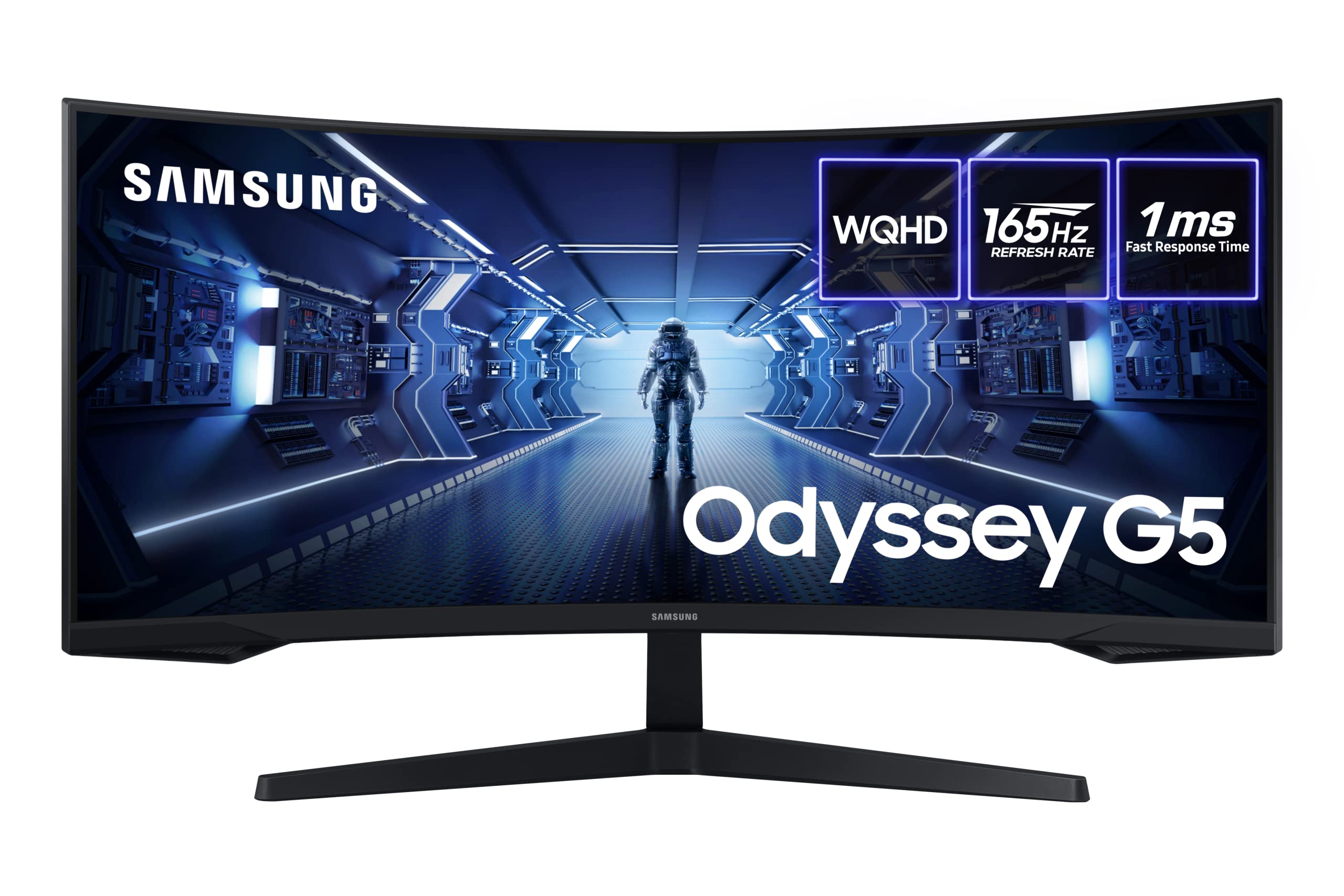 Samsung Odyssey G5 LC34G55TWWPXXU 34" 1000R Curved Gaming Monitor - 165Hz, 1ms, 1440p WQHD, Freesync Premium, HDR10, HDMI, Displayport (Renewed)