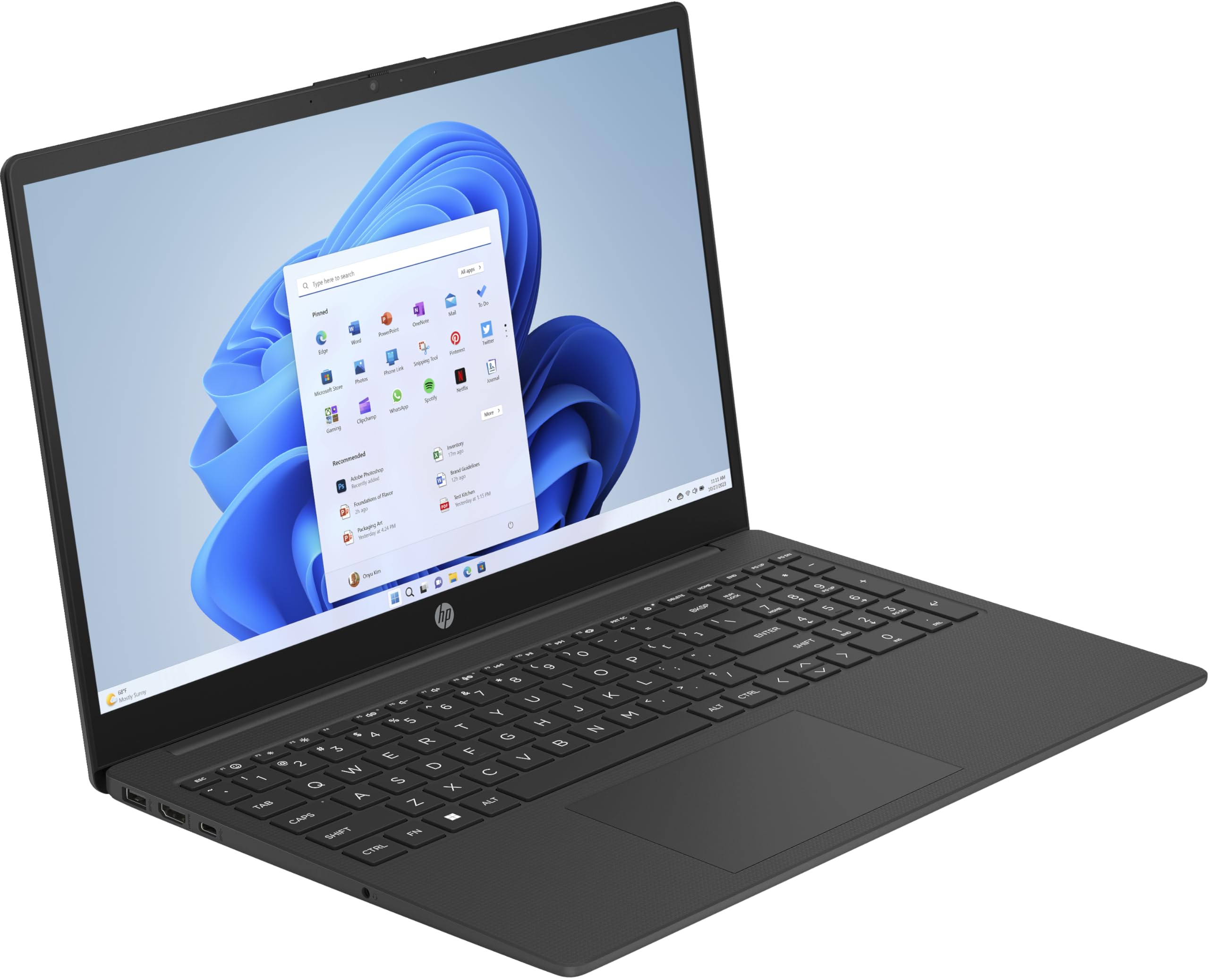 HP Laptop 15-fc0018na 15.6 FHD AMD Ryzen 3 7320U (4 Cores, 2.4/4.3GHz), 512GB PCIe Gen 4.0x4 NVMe, 4GB LPDDR5, AMD Radeon Graphics, WIFI 6 & BT 5.3, HD Webcam, UK Keys, Windows 11 Pro (Renewed)