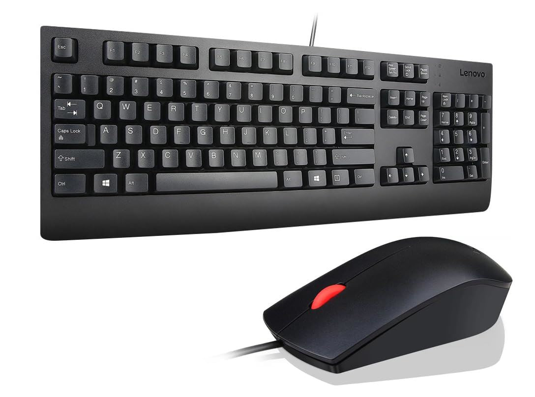 Lenovo Traditional Wired USB UK QWERTY Keyboard & Mouse Combo Black