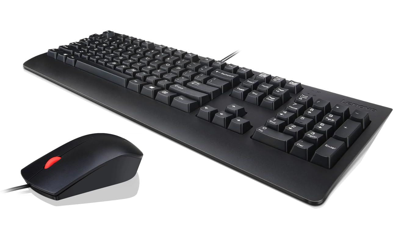 Lenovo Traditional Wired USB UK QWERTY Keyboard & Mouse Combo Black