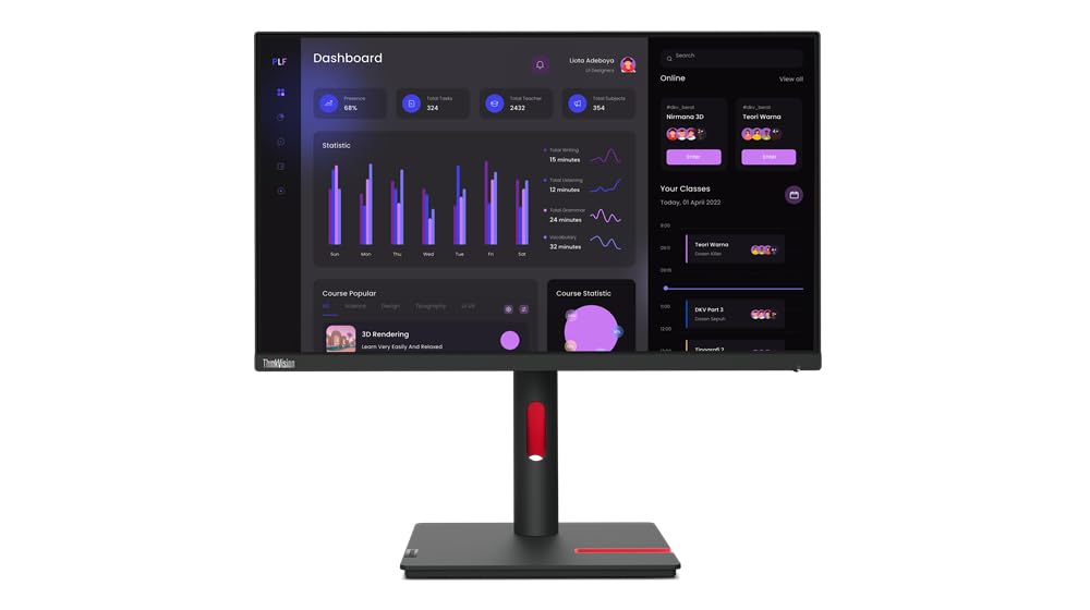 Lenovo TV T24I-30 23.8IN IPS 1920X1080 16:9 4MS 1000:1 HDMI/DP/VGA :: 63CFMATXUK (Monitors > Monitors) (Renewed)