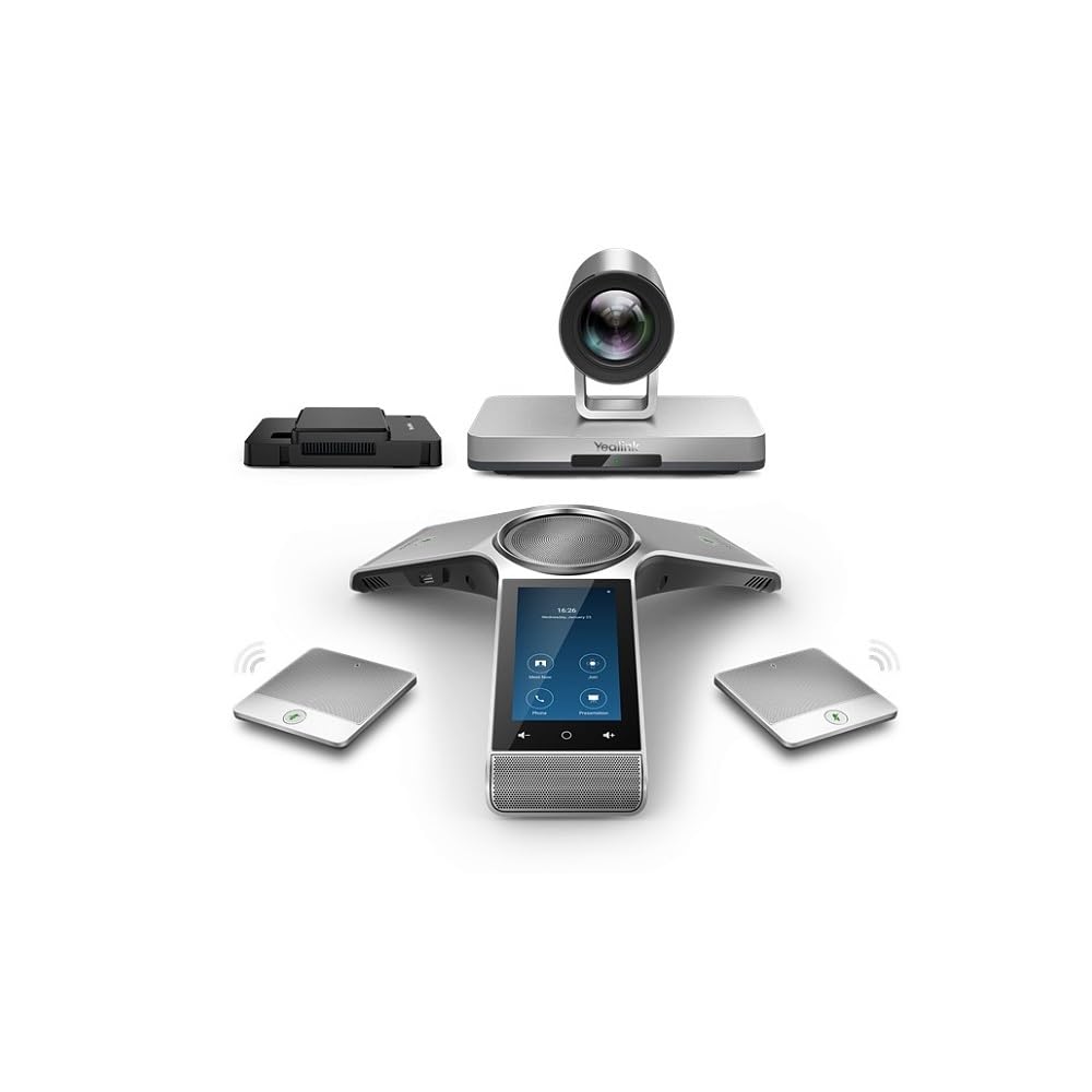 Yealink CP960-UVC80 Conference Room Kit - UVC80 FullHD Video Conferencing Camera, CP960 Conference Speakerphone, Mini-PC and Cable Management Box, 2x CPW90 Wireless Expansion Microphones (Renewed)