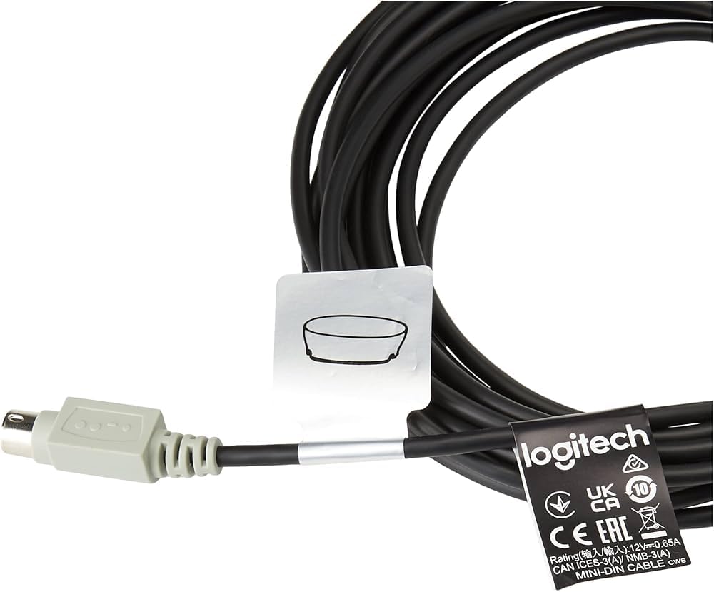 Logitech GROUP 15M Extended Cable GROUP Video Conferencing Systems - Mini-DIN-6 Cable/Repeater, Plenum-Rated, with Velcro Cable Management Straps, 939-001490 (New)(Renewed)