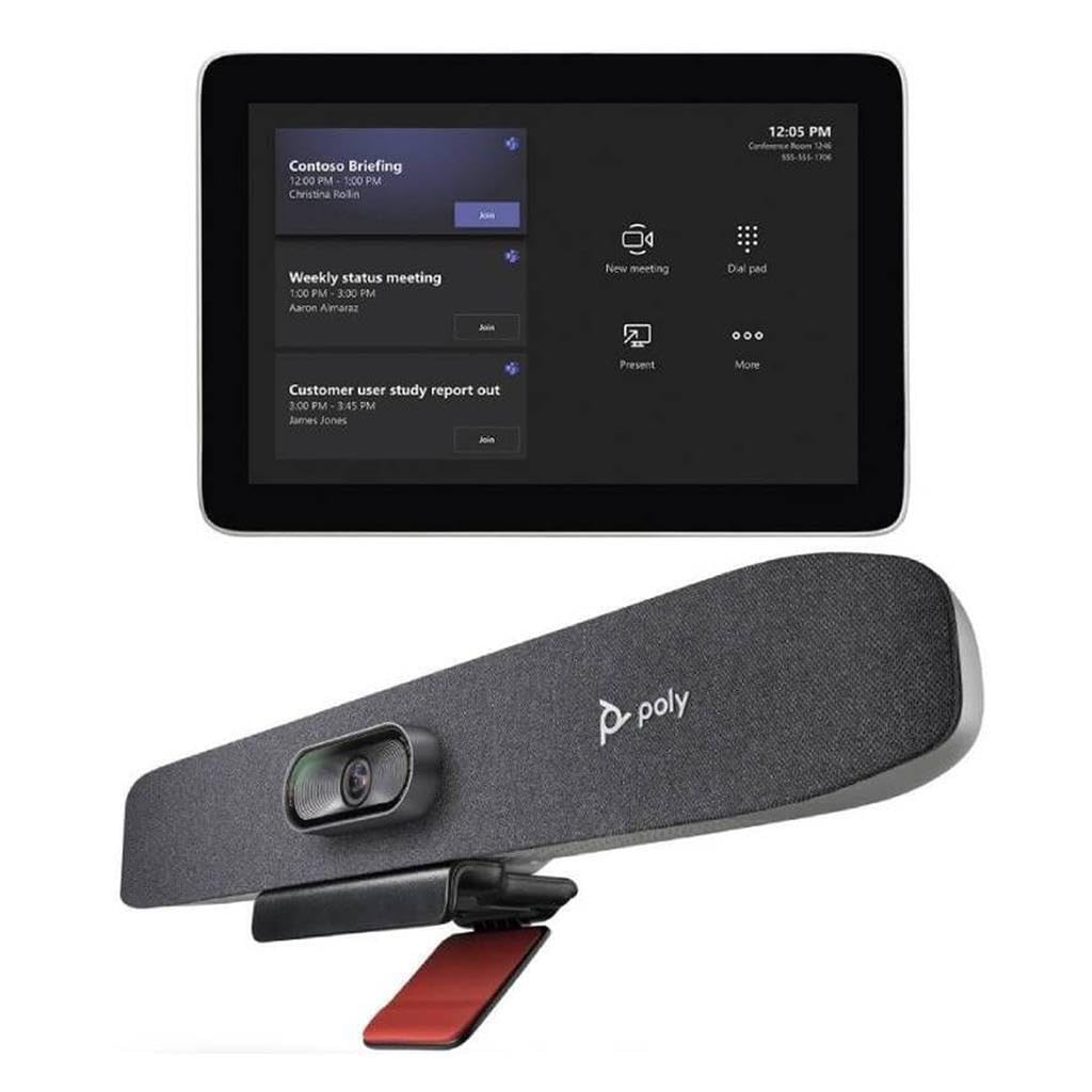 Poly Studio Small Room Kit Studio R30 4K UHD Conference Video Bar & GC8 Touch Controller  4K Camera, Built-in Microphones & Speakers, 8 Display, Supports Teams, Zoom & more (New) (Renewed)