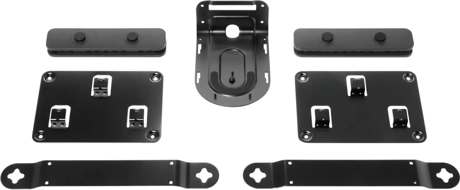 Logitech 939-001644 Rally Mounting Kit for Rally & Rally Plus Video Conferencing Systems  Includes Brackets for 2x Speakers, Camera, Table Hub, Display Hub & 2x Cable Retainers (Renewed)