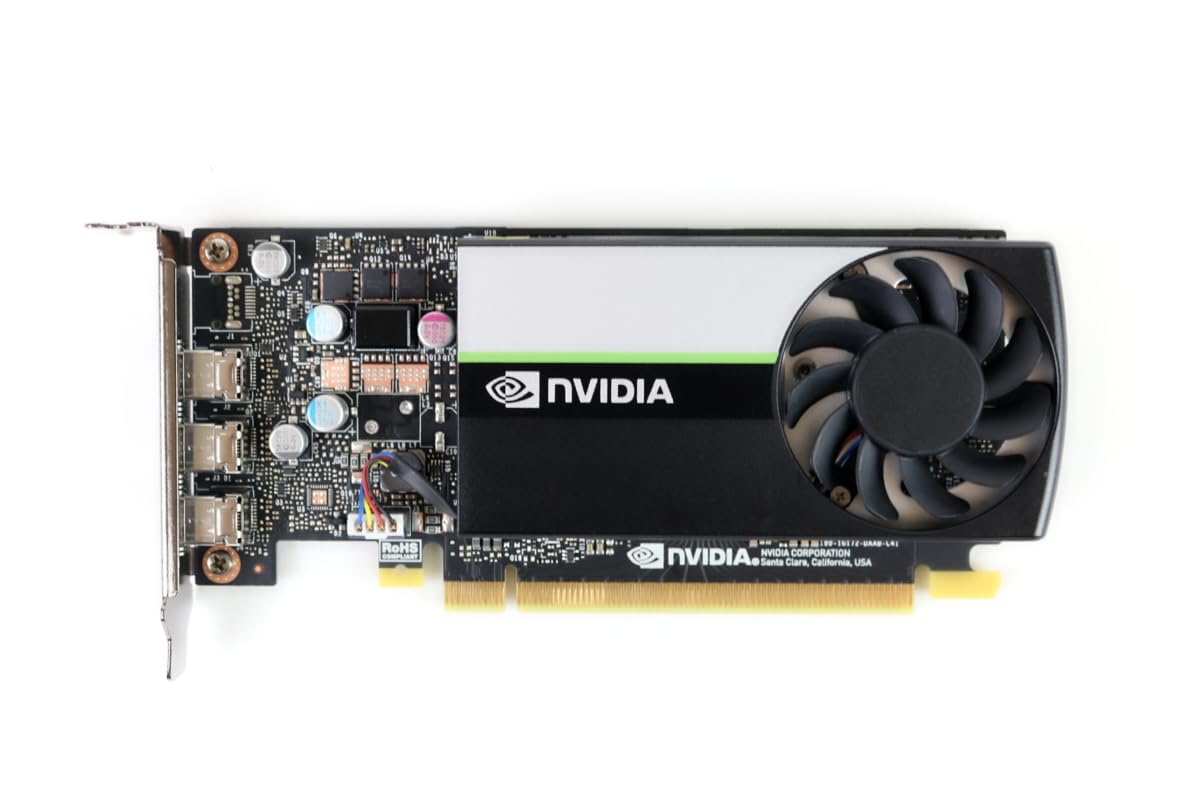 Nvidia Quadro T400 4GB Graphics Card (GDDR6, 64bit, 384 CUDA Cores, DirectX 12, 3x mDP)  With 3x mDP to DP adapters and a High & Low-Profile Bracket (New)(Renewed)
