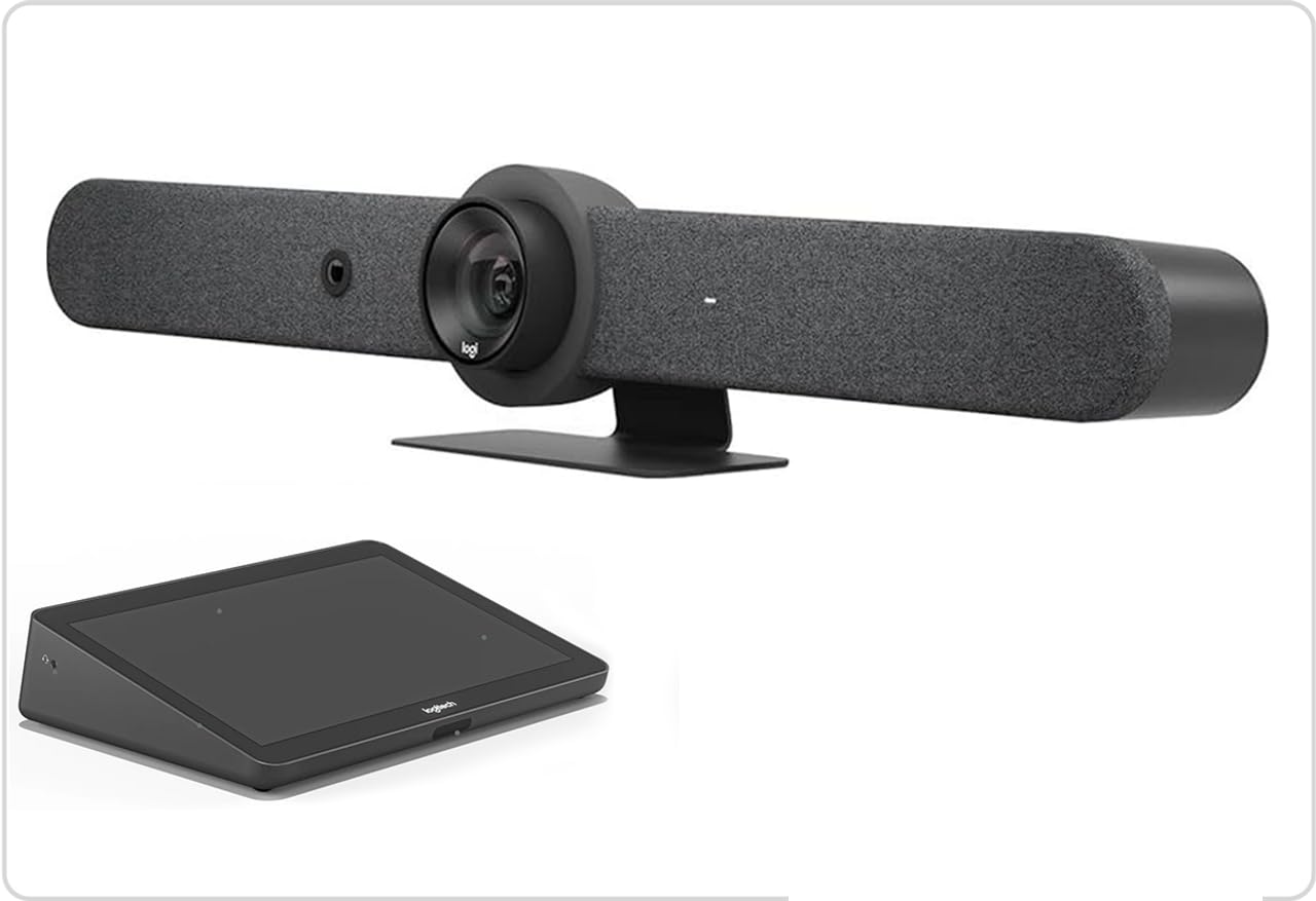 Logitech Rally Bar All-in-One Conference Camera with TAP IP Touch Controller Kit  4K UHD PTZ Camera, 15x Zoom, Stereo Speakers, 6 Microphones, 10.1 Display, Oleophobic, Motion Sensor (Renewed)