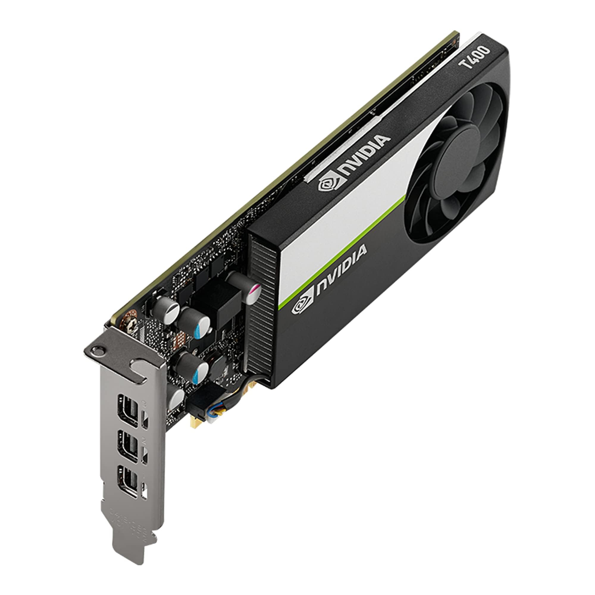 Nvidia Quadro T400 4GB Graphics Card (GDDR6, 64bit, 384 CUDA Cores, DirectX 12, 3x mDP)  With 3x mDP to DP adapters and a High & Low-Profile Bracket (New)(Renewed)