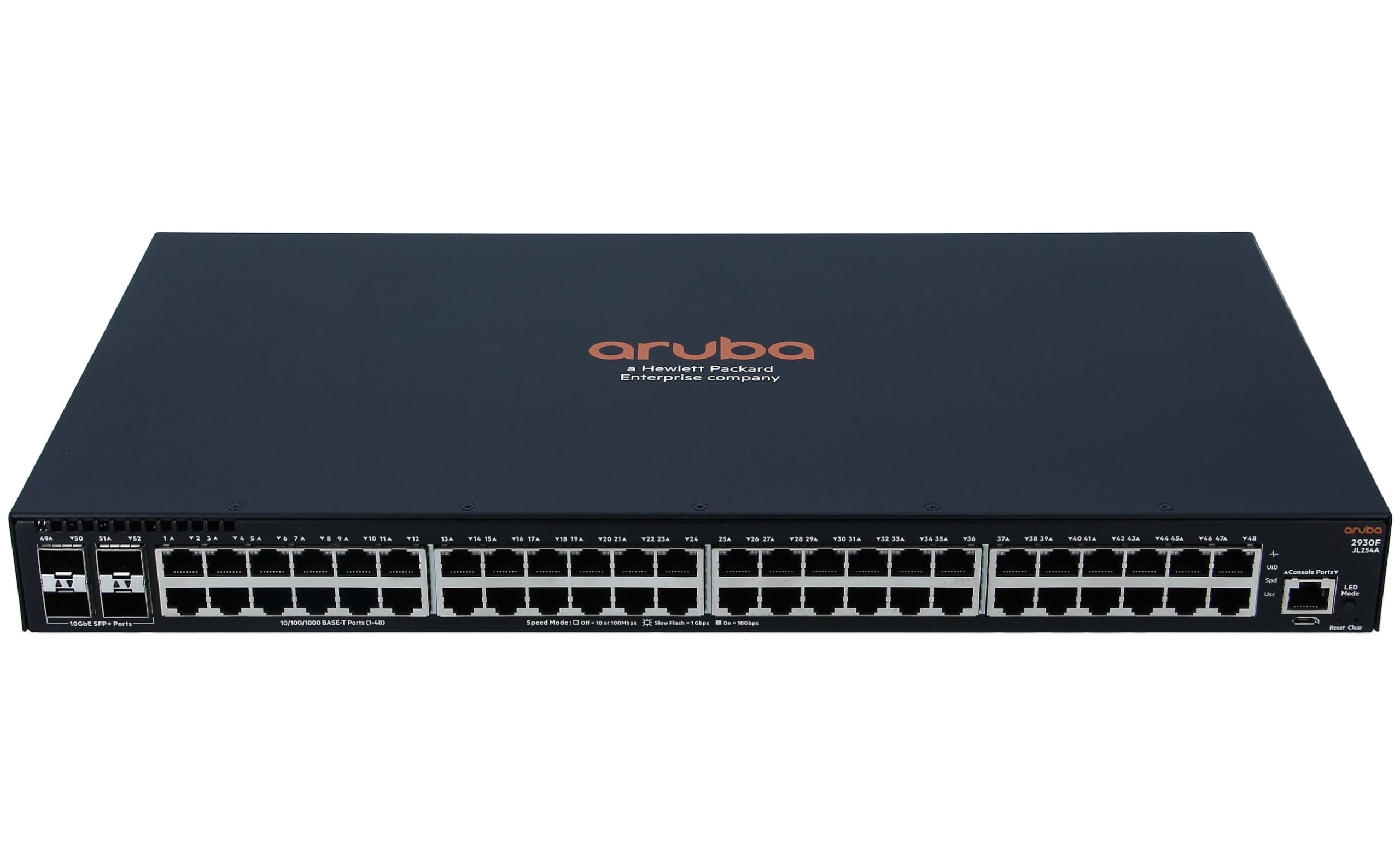 HP Aruba 2930F 48 Port Managed Stackable Network Switch JL254A - 48 GbE, 4 SFP+ 1/10 GbE, Layer 3, up to 112.0 Mpps, 176Gbps Capacity (New)(Renewed)