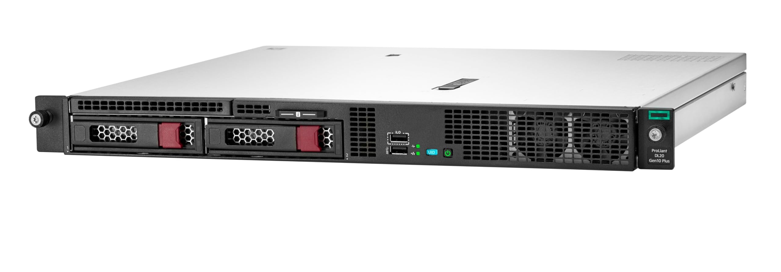 HPE ProLiant DL20 Gen 10 Plus 1U Rackmount Server  Intel Xeon E-2336 (6 Cores, 2.9/4.8GHz), 2x 1.92TB Enterprise SSDs, 64GB DDR4, 2x GbE BCM5720, Intel VROC SATA, HPE iLO5, No OS