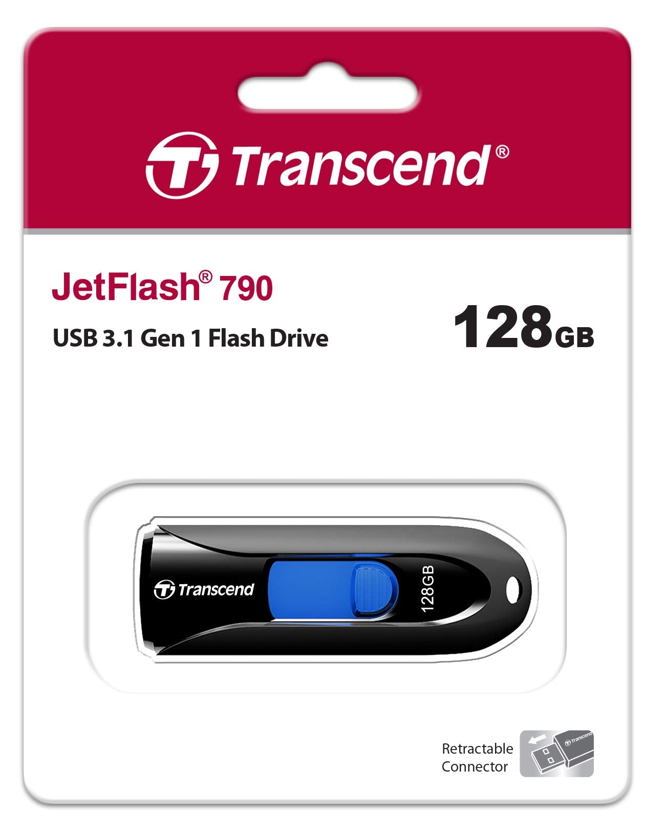 Transcend JetFlash Flash Drive with USB3.1 Connector - Black