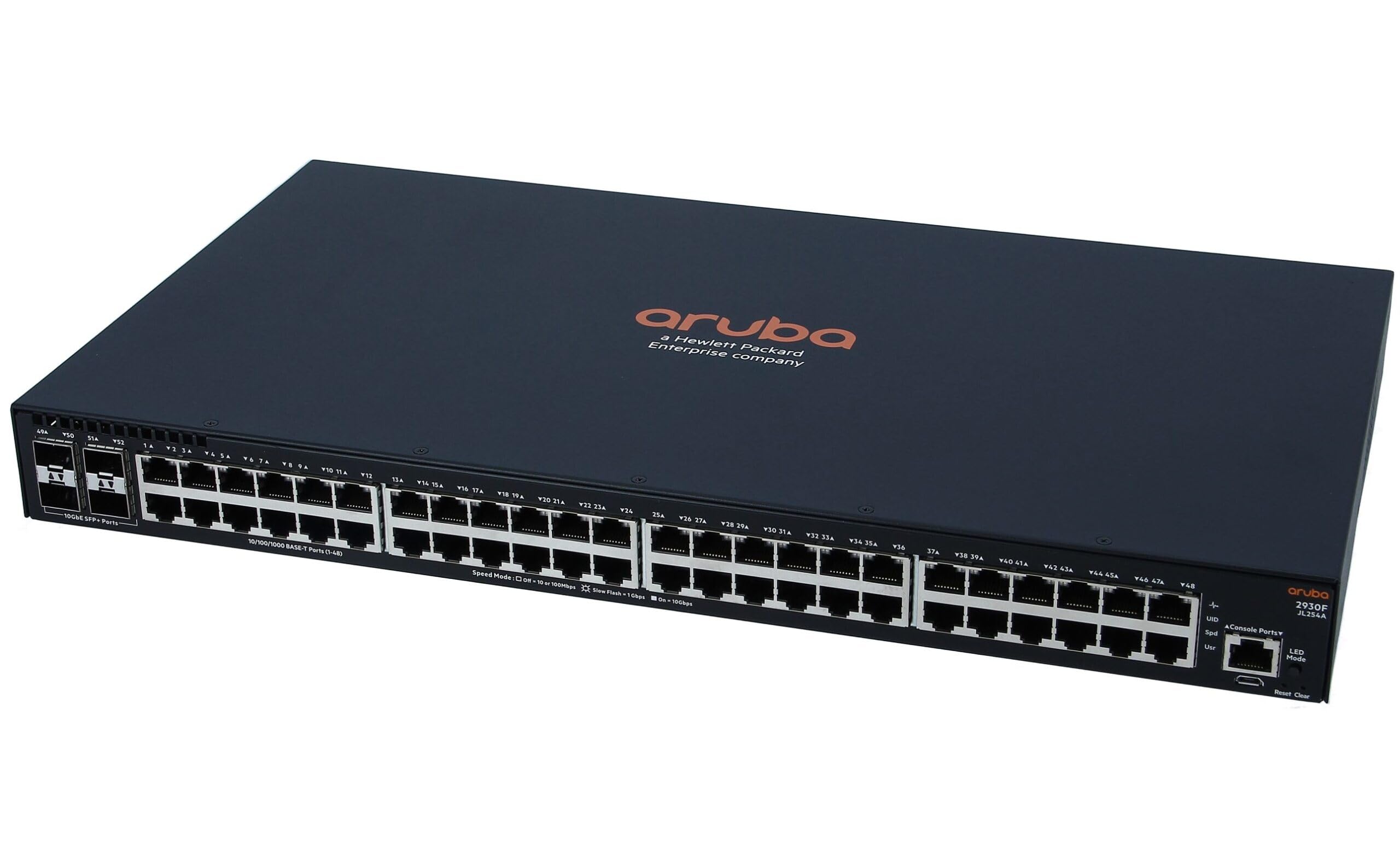 HP Aruba 2930F 48 Port Managed Stackable Network Switch JL254A - 48 GbE, 4 SFP+ 1/10 GbE, Layer 3, up to 112.0 Mpps, 176Gbps Capacity (New)(Renewed)