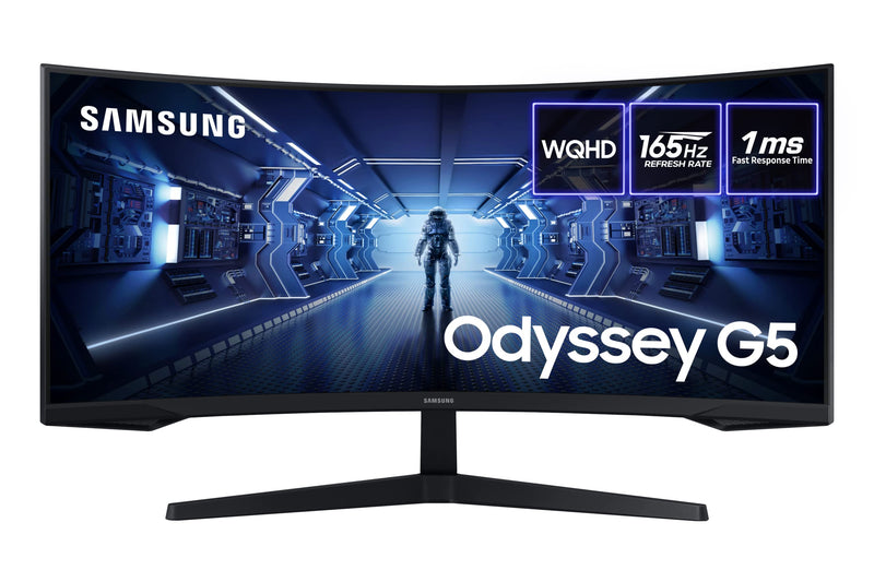 Samsung Odyssey G5 LC34G55TWWPXXU 34" 1000R Curved Gaming Monitor - 165Hz, 1ms, 1440p WQHD, Freesync Premium, HDR10, HDMI, Displayport (Renewed)