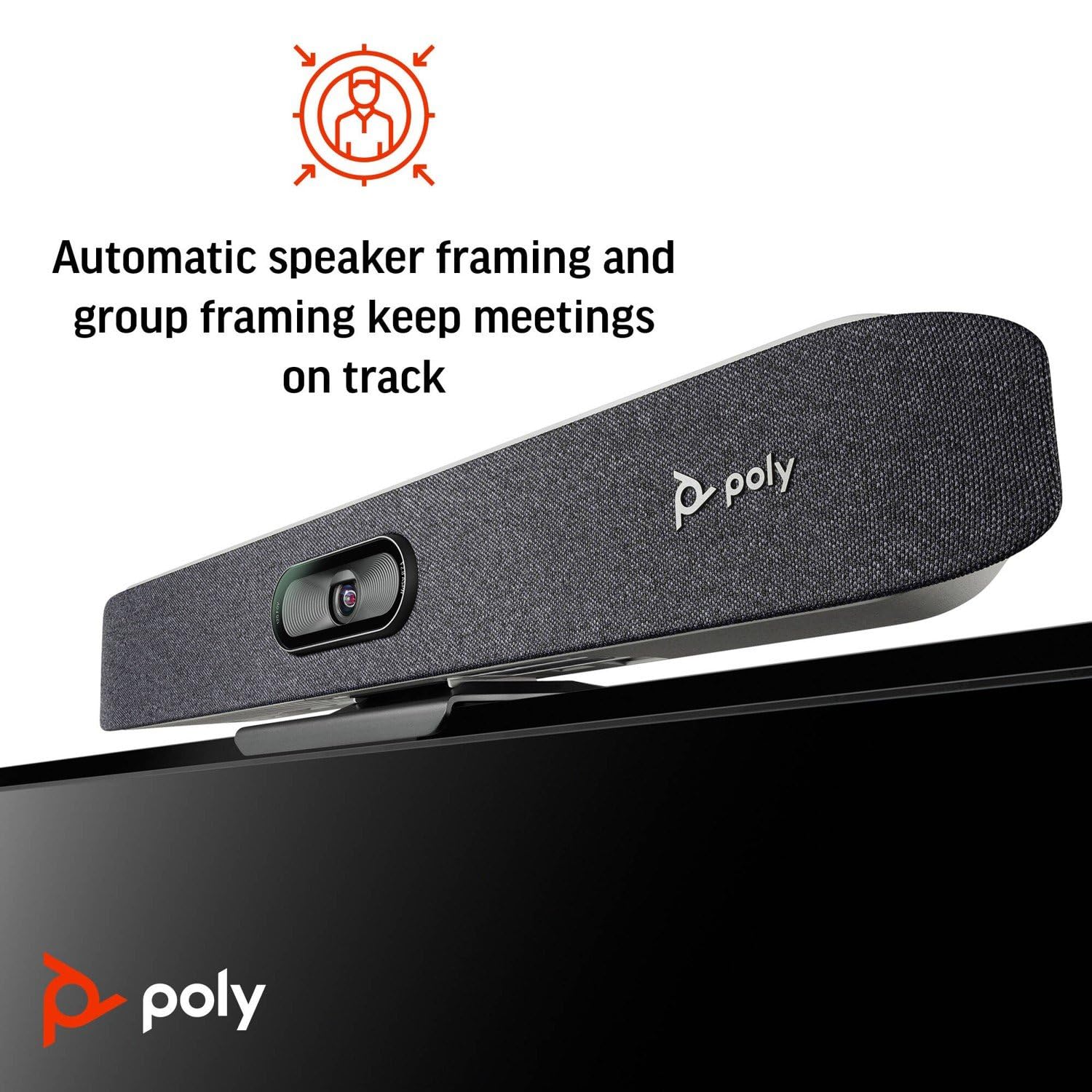 Poly Studio X30 All-in-One 4K UHD Video Conferencing Camera Bar, Smart Camera, 5x Zoom, 110º FOV, Integrated Speaker, 4 MEMS Microphones, Lens, Certified for Zoom, Teams & Meet (New)(Renewed)