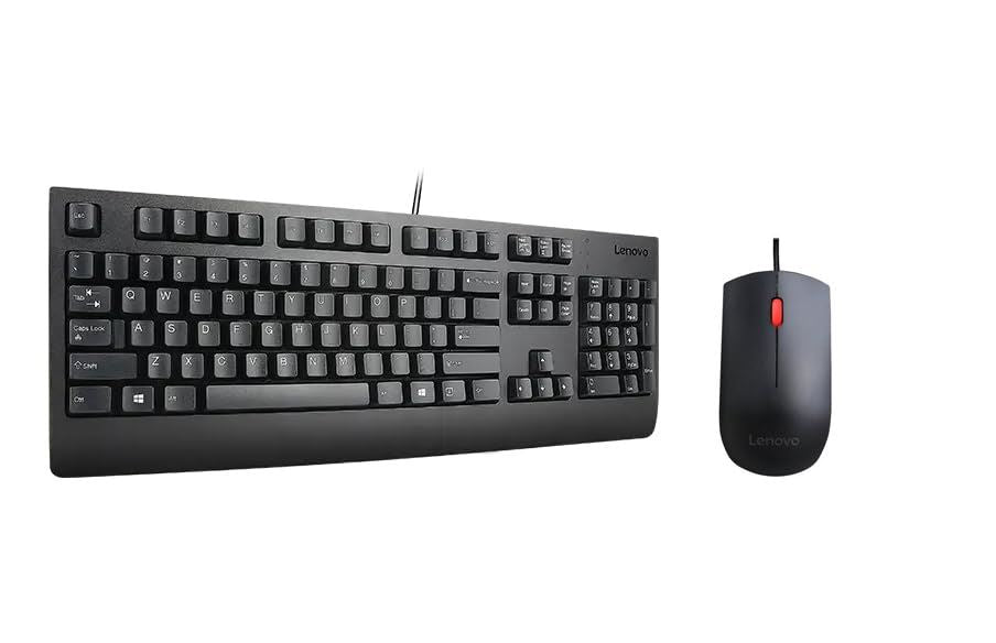 Lenovo Traditional Wired USB UK QWERTY Keyboard & Mouse Combo Black