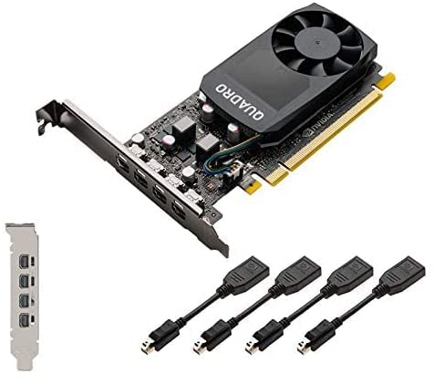 Dell Nvidia Quadro P620 2GB Graphics Card (512 CUDA Cores, GDDR5, 128-Bit, PCI Express x16 3.0) – With x4 mDP to DP Cables, High & Low Profile Brackets - 0KN802 (Renewed)