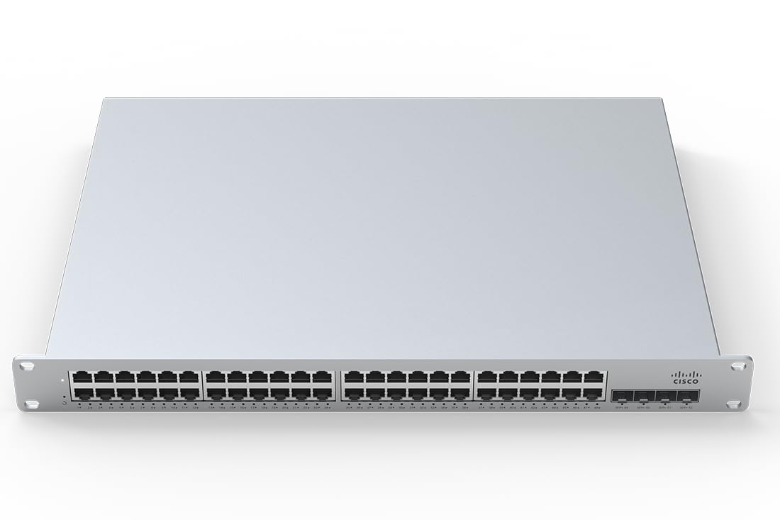 Cisco Meraki MS225-48FP - High-Performance 48-Port GbE PoE+ 740W Network Switch with 4x 10GbE SFP+ Uplink, Stacking, layer 3, and RJ45 Management – A90-58000-C