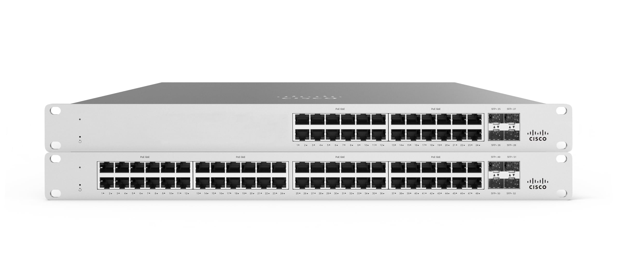 Cisco Meraki MS225-48FP - High-Performance 48-Port GbE PoE+ 740W Network Switch with 4x 10GbE SFP+ Uplink, Stacking, layer 3, and RJ45 Management – A90-58000-C